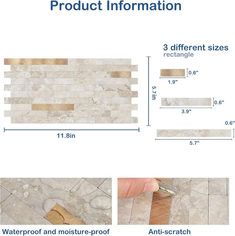 Midcard 20 Sheets Peel and Stick Backsplash PVC Wall Tile,for Kitchen Backsplash - Image 3